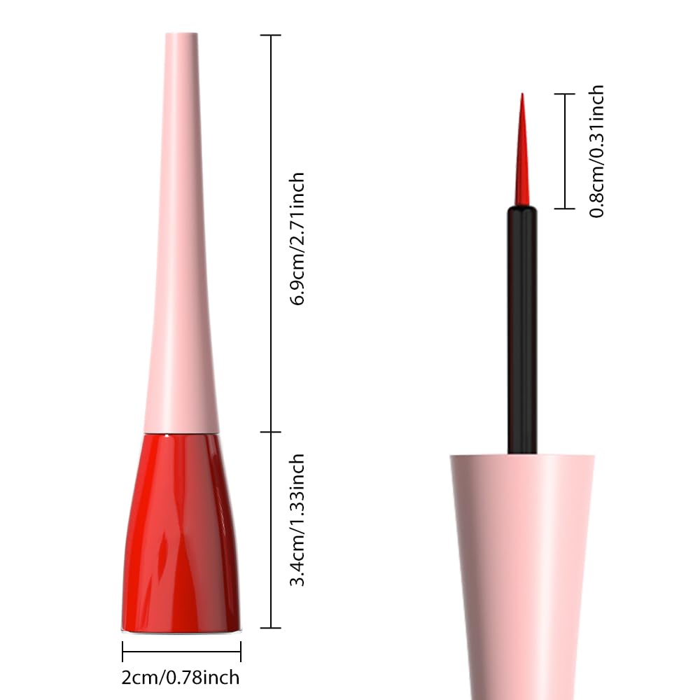 evpct 1Pcs Red Liquid Eyeliner Makeup Waterproof Brown Eye Liners for Women, Eyes Wing Eyeliner Stamps Shapes Colored Eyeliner delineador de ojos a prueba de agua contra el agua blanco para ojos