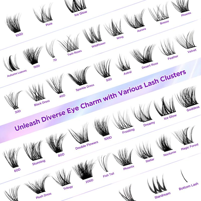 Lash Extension Kit DIY Lash Clusters Kit Eyelash Extensions Individual Lashes Extensions with (Lash Bond,Seal,Tweezers,280Pcs,40D, 0.07D 9-16mm)