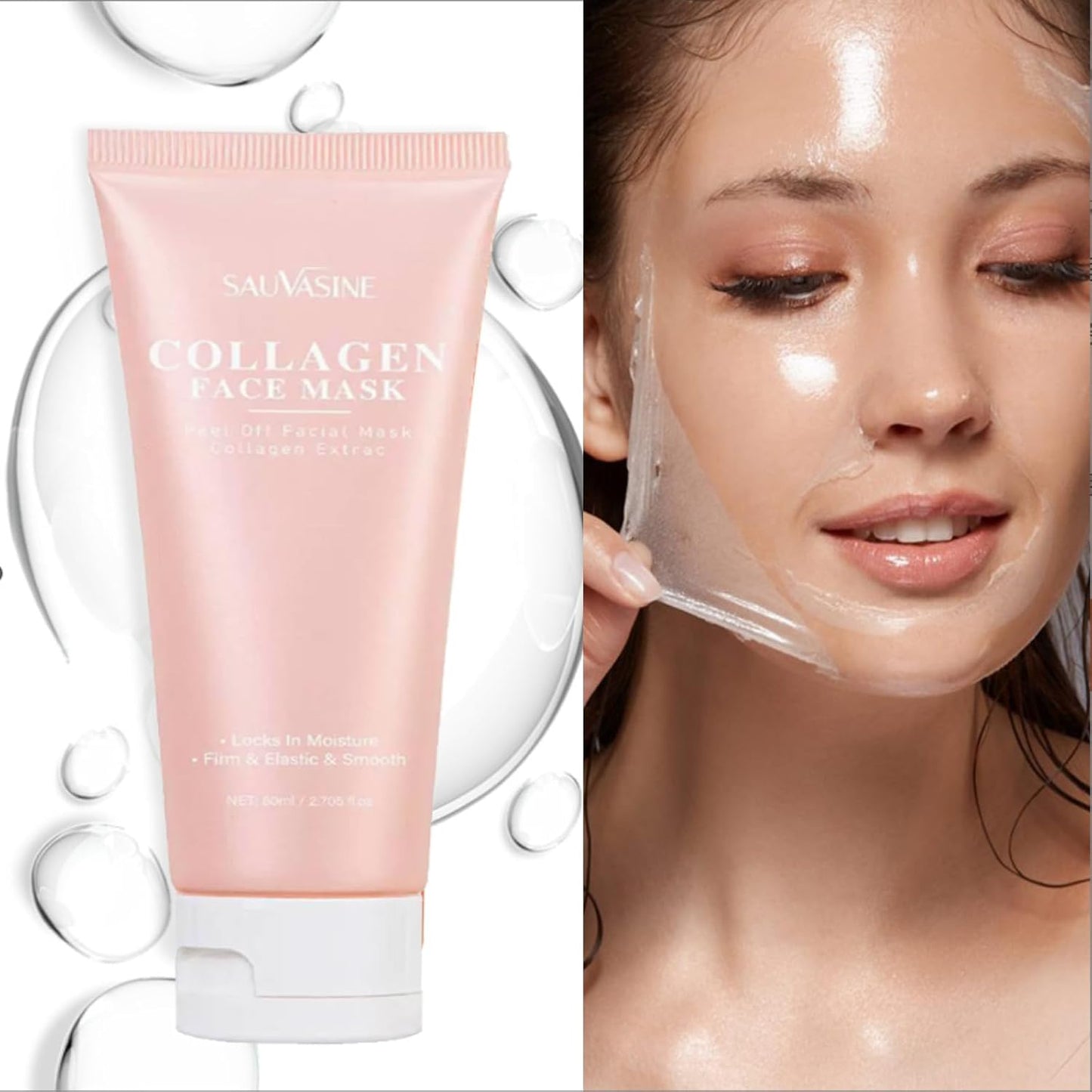 Collagen Overnight Wrapping Peel Off Face Mask - Deep Hydration Care, Reduce Sagging & Dullness, Hydrolyzed Collagen Glass Skin Peel Off Mask, Korean Skincare