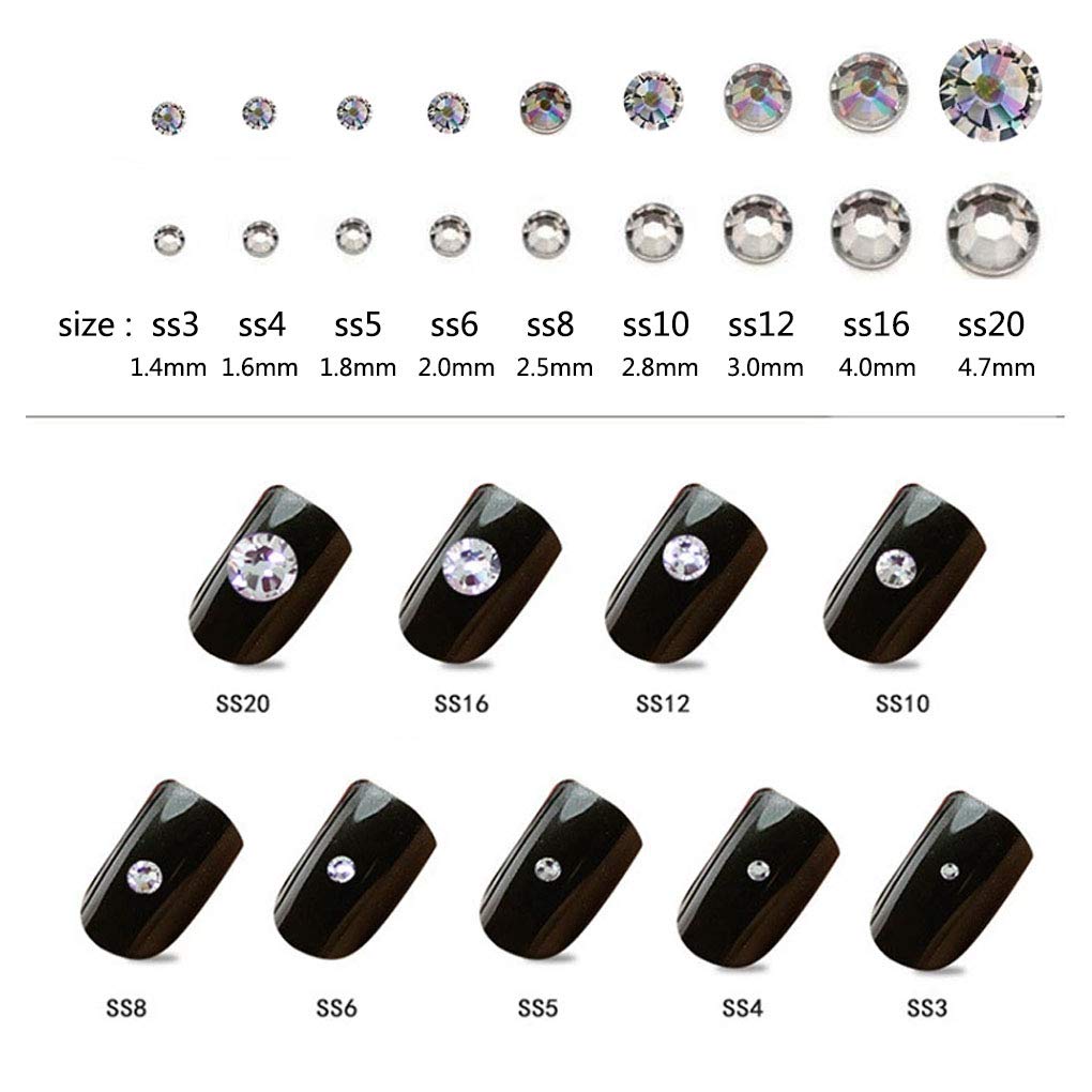 Rhinestones flat back gems round DIY decorative Nail Face and apparel accessories ss3-20 mix size(1440pcs five color)