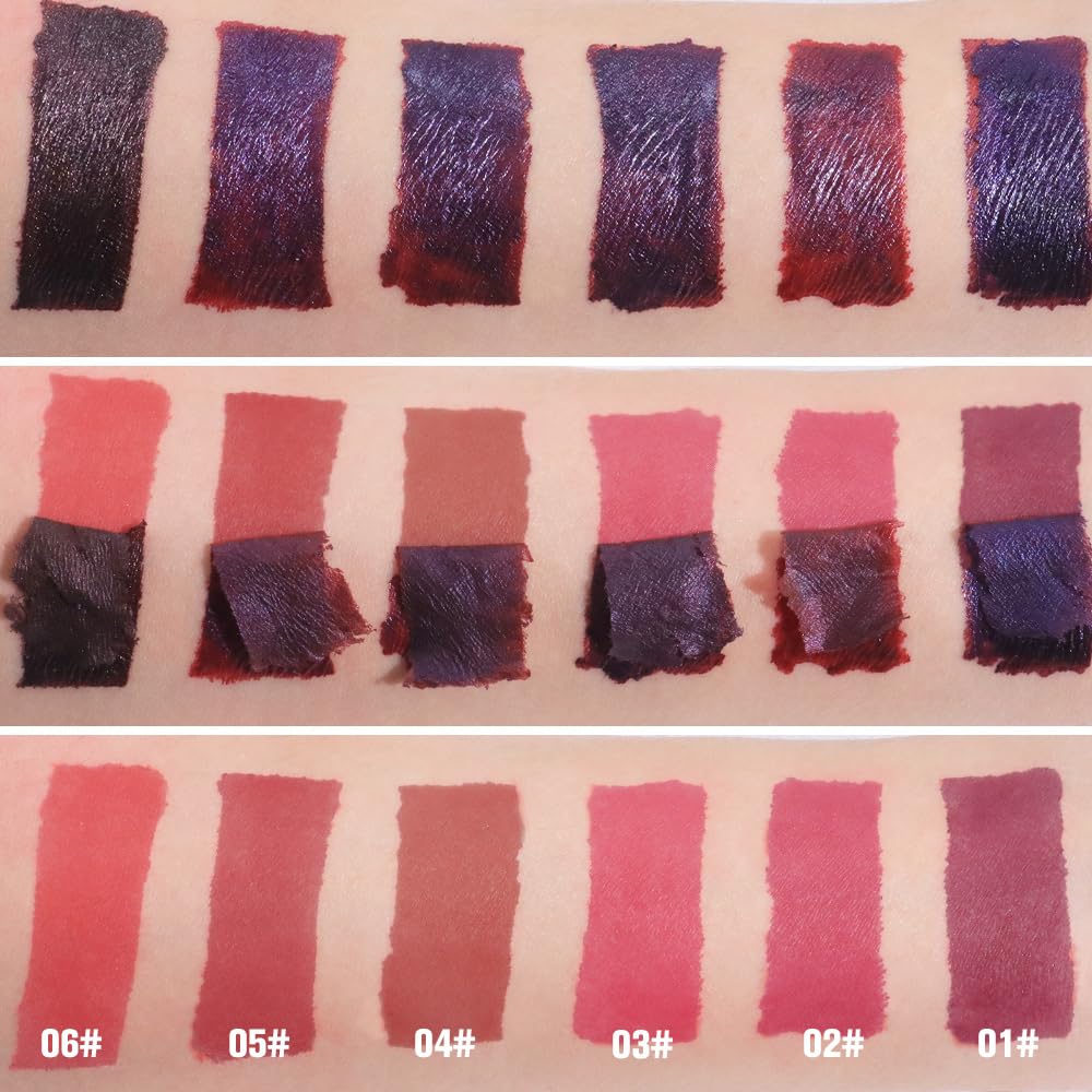 evpct 3Pcs Peel Off Lip Stain Tints, Maroon Mauve Nude Brown Matte Liquid Lipstick Lip Stain Long Lasting Waterproof for Women, Non-stick Cup Lipstick Peel Off Highly Pigmented Smudge-proof Liptint