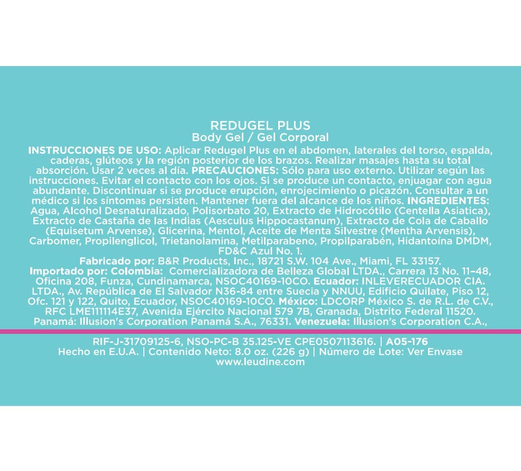 L’EUDINE Redugel Plus Skin Tightening Cream – Pack of 3 – 8oz Anti Cellulite Cream with Mint Oil, Field Horsetail, Marine Algae, Maca Extract – Powerful Non-Greasy Formula – Firming and Toned Skin