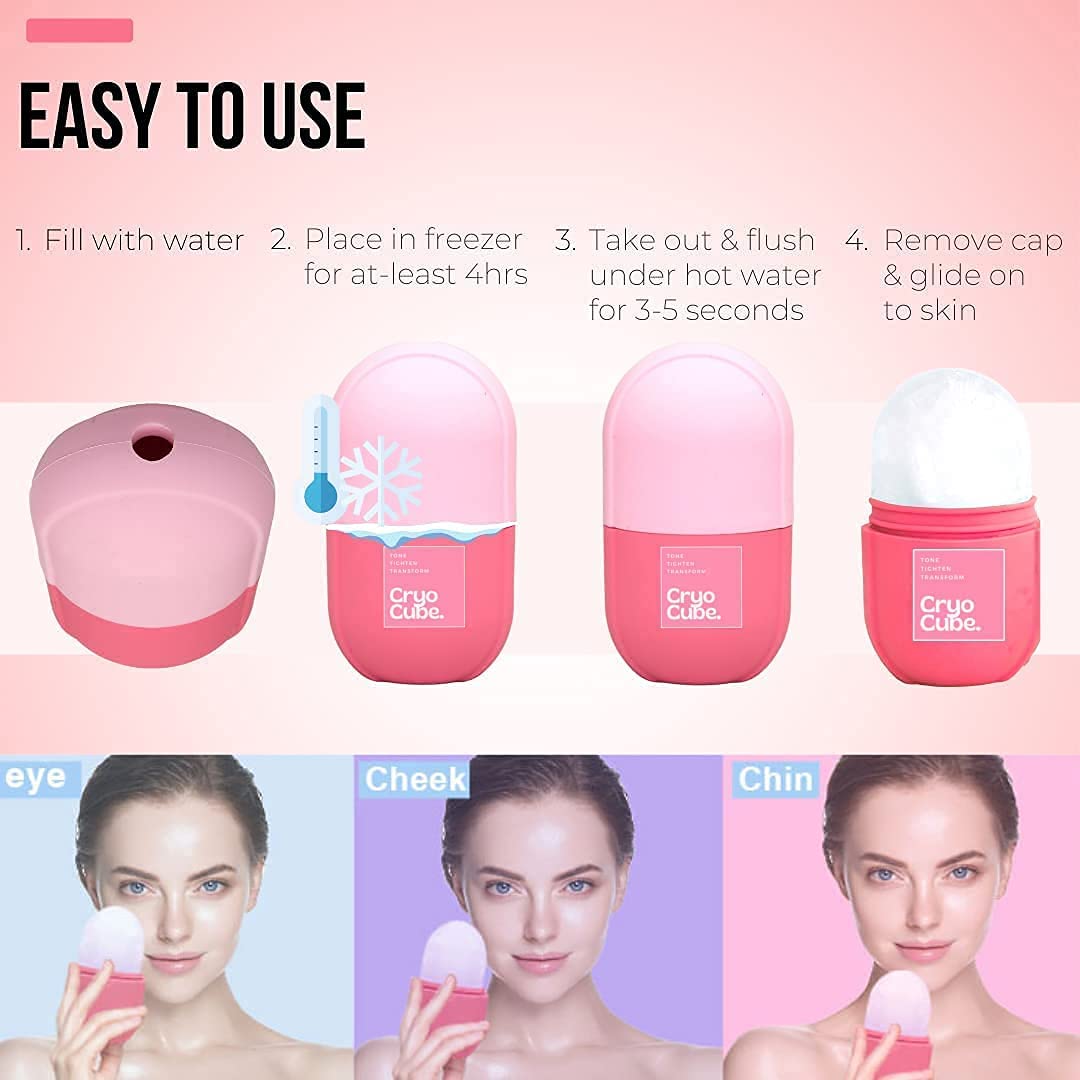 Ice Roller for Face, Eyes and Neck Naturally tone and tighten skin, de-puff eye bags, add a healthy glow Cryotherapy for face and neck which helps enhance skin elasticity (Pack of 1)