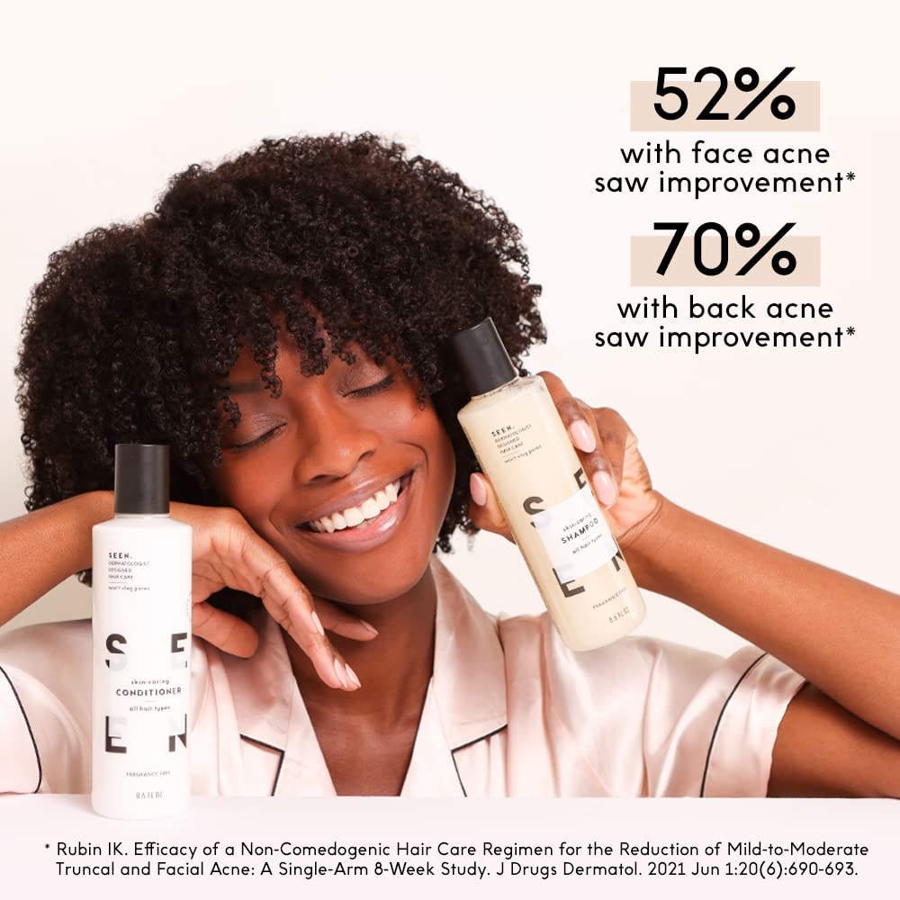 SEEN Travel Trio - Scented - Non-Comedogenic & Sulfate-Free Blow-Out Hair Cream, Shampoo & Conditioner Set- Reduces Frizz- Heat Protectant- Safe for Sensitive & Acne Prone Skin