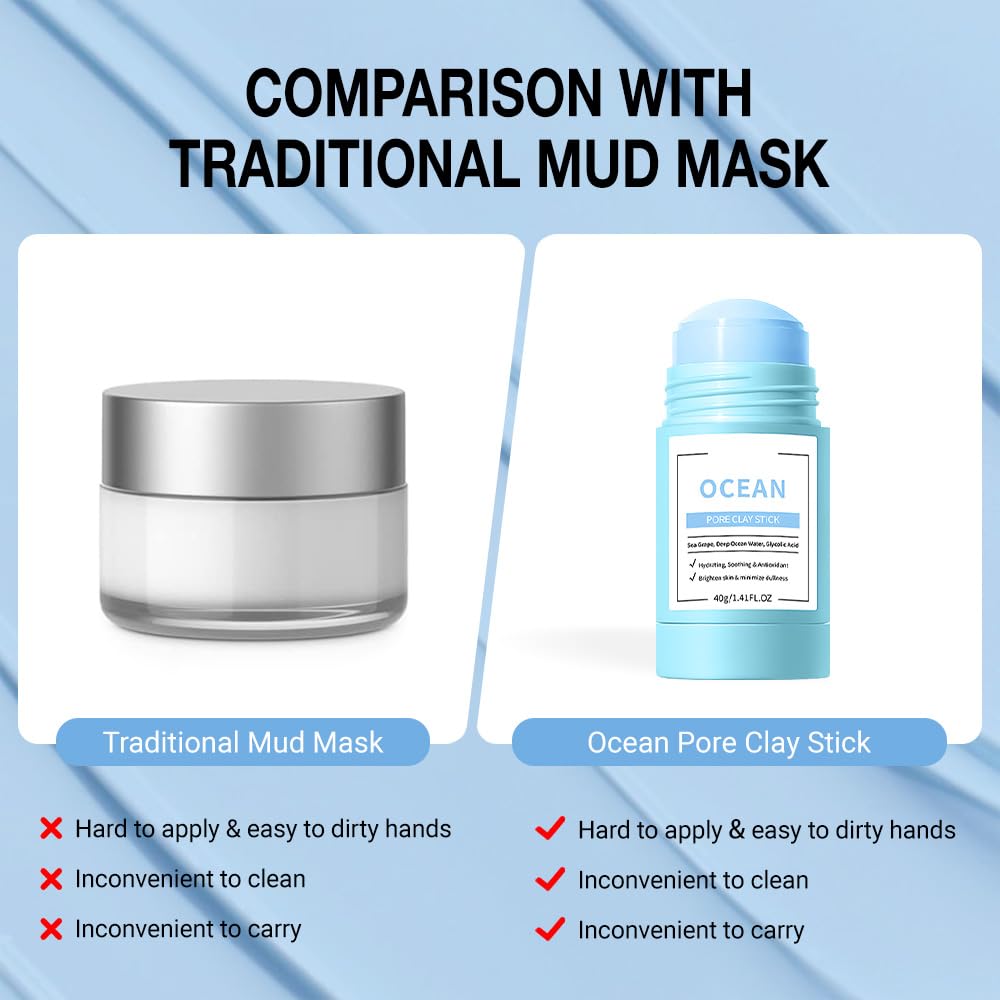 Clay Mask For Face Skincare, Blackhead Remover Face Mask with Blueberry Extract, Deep Pore Cleansing, Moisturizing, Skincare Facial Mask for Refining Pores and Controlling Oil, 40g/1.35oz