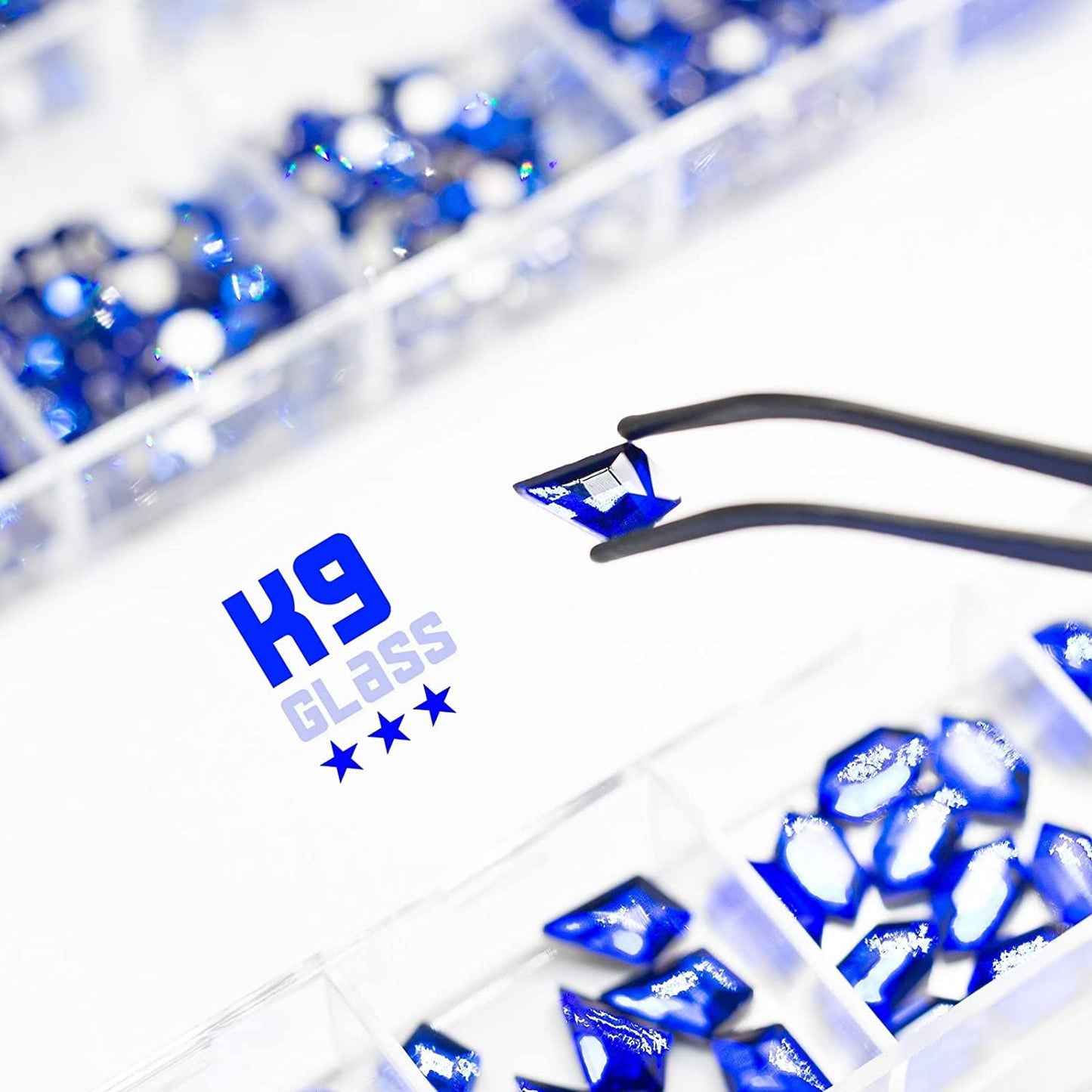 3 Boxes Royal Blue Nail Rhinestones 240 Multi-Shapes Sapphire Big Gems K9 Glass Flatback Round Beads Crystals Stones Diamonds Nail Art Charms for Nails Face Eyes Makeup Crafts Tumblers Clothes