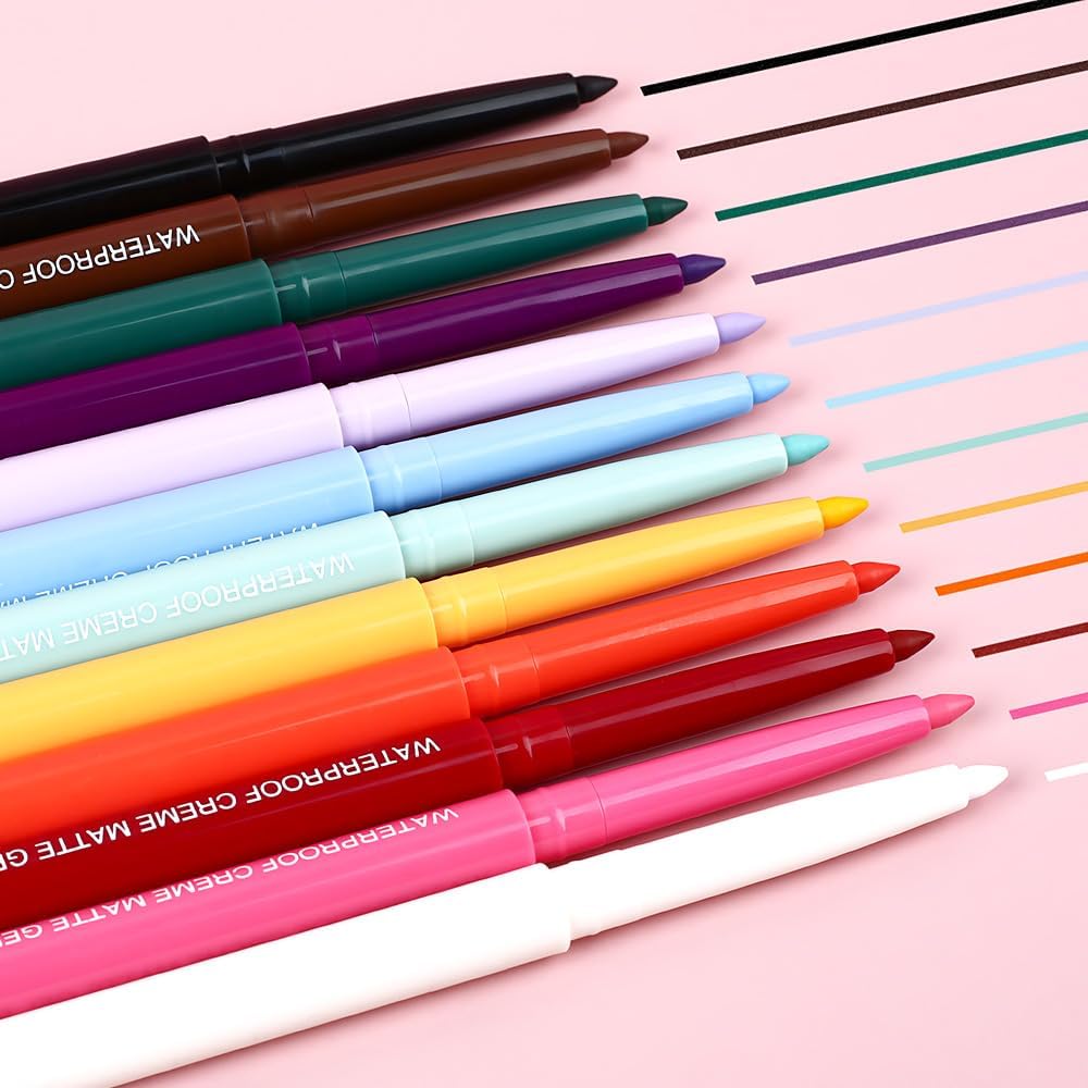 evpct Orange Eyeliner Pencils for Eyes, Orange Matte Colored Eye Liner Pencil Makeup Waterproof Smudge Proof, Colored Gel Waterline Eyeliner Liquid, Face Eye Paint Stick Lipstick Halloween Makeup 04