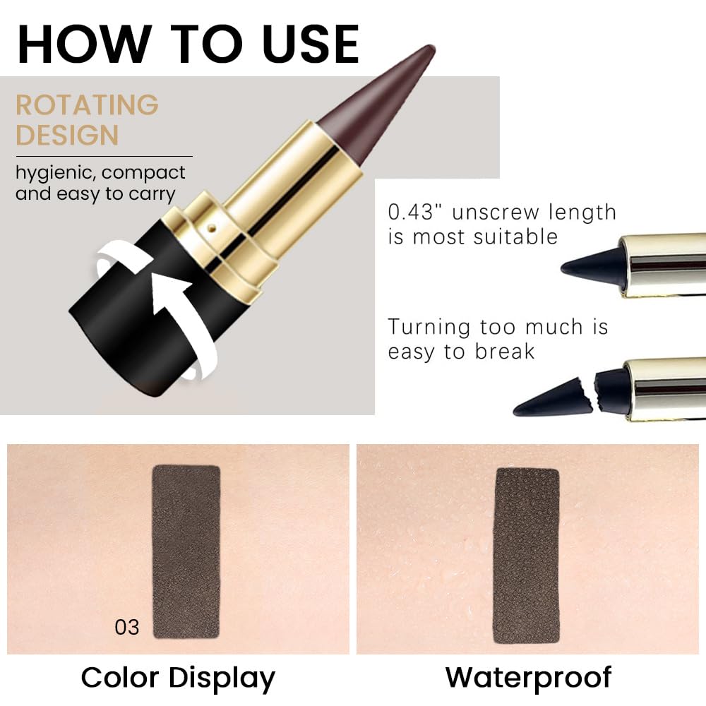 Kaely Brown Gel Eyeliner Pencil for Eyes, Crayon Eye Liner Waterproof Smudge Proof, Cat Eye Goth Halloween Makeup for Older Women, Eye Black Face Paint Eyeshadow Stick, Vegan & Cruelty-Free, 03
