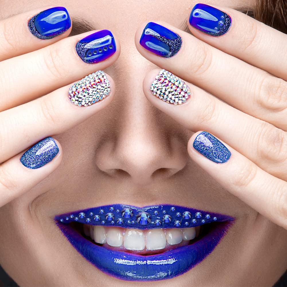 1440Pcs Blue Crystal Rhinestones,Glass Flatback Rhinestones Gemstones Small for Nail Face Makeup Art Crafts Clothes Decoration -(SS10,2.8mm,Blue)
