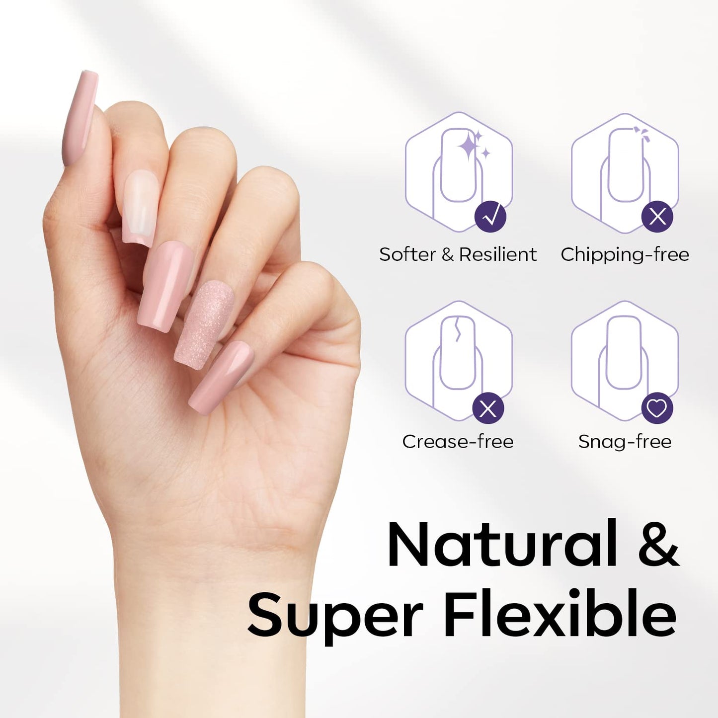 Modelones Medium Square Nail Tips - 510Pcs Fake Nails Gel Tips Pre-shaped Half Matte Full Cover Acrylic Gel Kit Press on Manicure Extension Art DIY Salon 15 Sizes