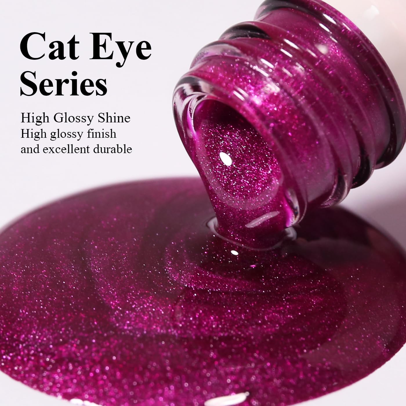 Imtiti Cat Eye Gel Nail Polish, Hot Pink Holographic Magnetic Crystal Nail Gel Polish With Magnet Glittery Galaxy Spring Summer Kit Soak Off UV Led 10ML