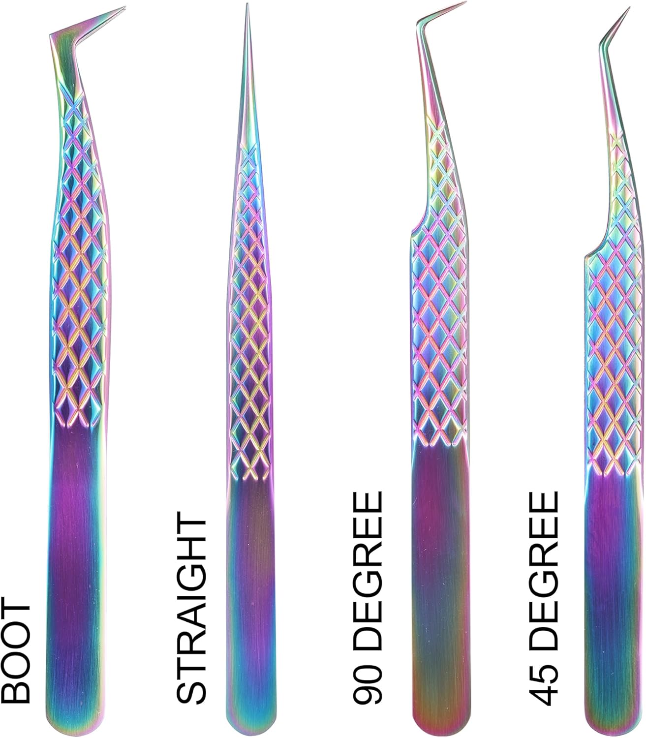 Fiber Tip Lash Tweezers For Eyelash Extension 4 Pcs Tweezers Professional Artist Tech Work Kit Tools,Best Volume Eyelash Lashes Extensions Precision Supplies Volume Boot 90 45 Degree(Multi)