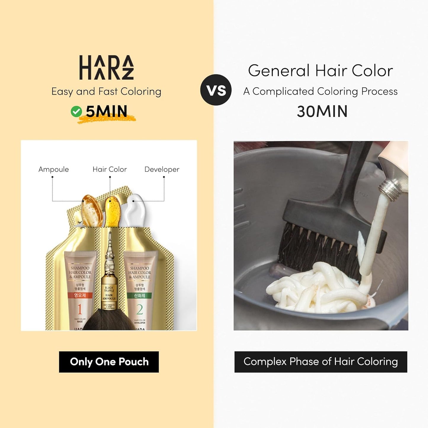 Instant Permanent Hair Color Dye Shampoo Ampoule - Paraben-Free, 5-Minute Easy and Fast Coloring, Keratin & Collagen, Made in Korea (Wine Brown)