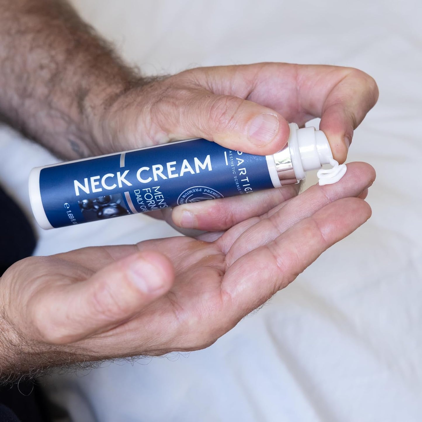 Particle Neck Cream, Daily Skin Care for Men with Collagen, Hyaluronic Acid, Retinol, Vitamin E, Moringa Oil & Shea Butter for Health Skin Support, Hydrating Men’s Body Lotion, 1.7 fl oz