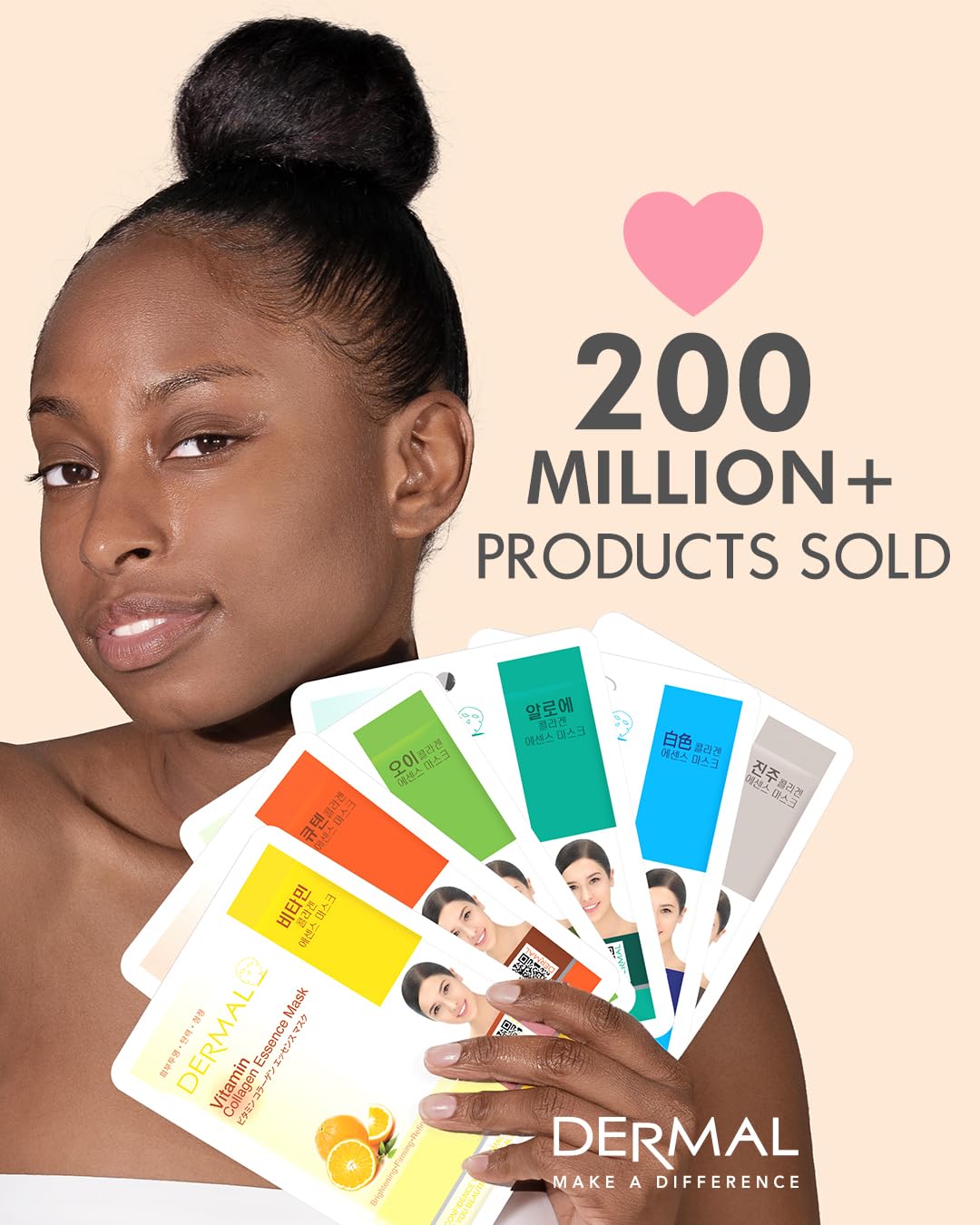 DERMAL Strawberry Collagen Essence Facial Mask Sheet 23g Pack of 10 - Pore Tightening & Sebum Control for Oily Skin, Hydrating Daily Skin Treatment Solution Sheet Mask