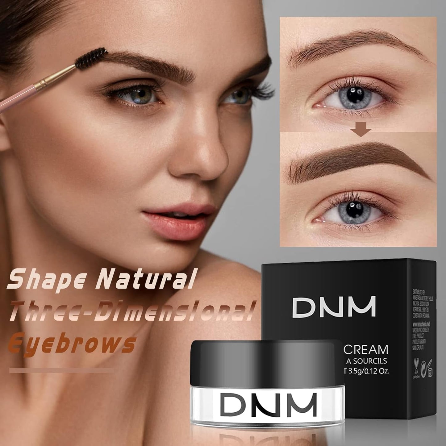 2Pcs Brow Pomade Set with Dual-ended Eyebrow Brush, High pigment Water proof Natural finish Eyebrow Makeup Set with Eyebrow Brush for Women and Girls(08#)