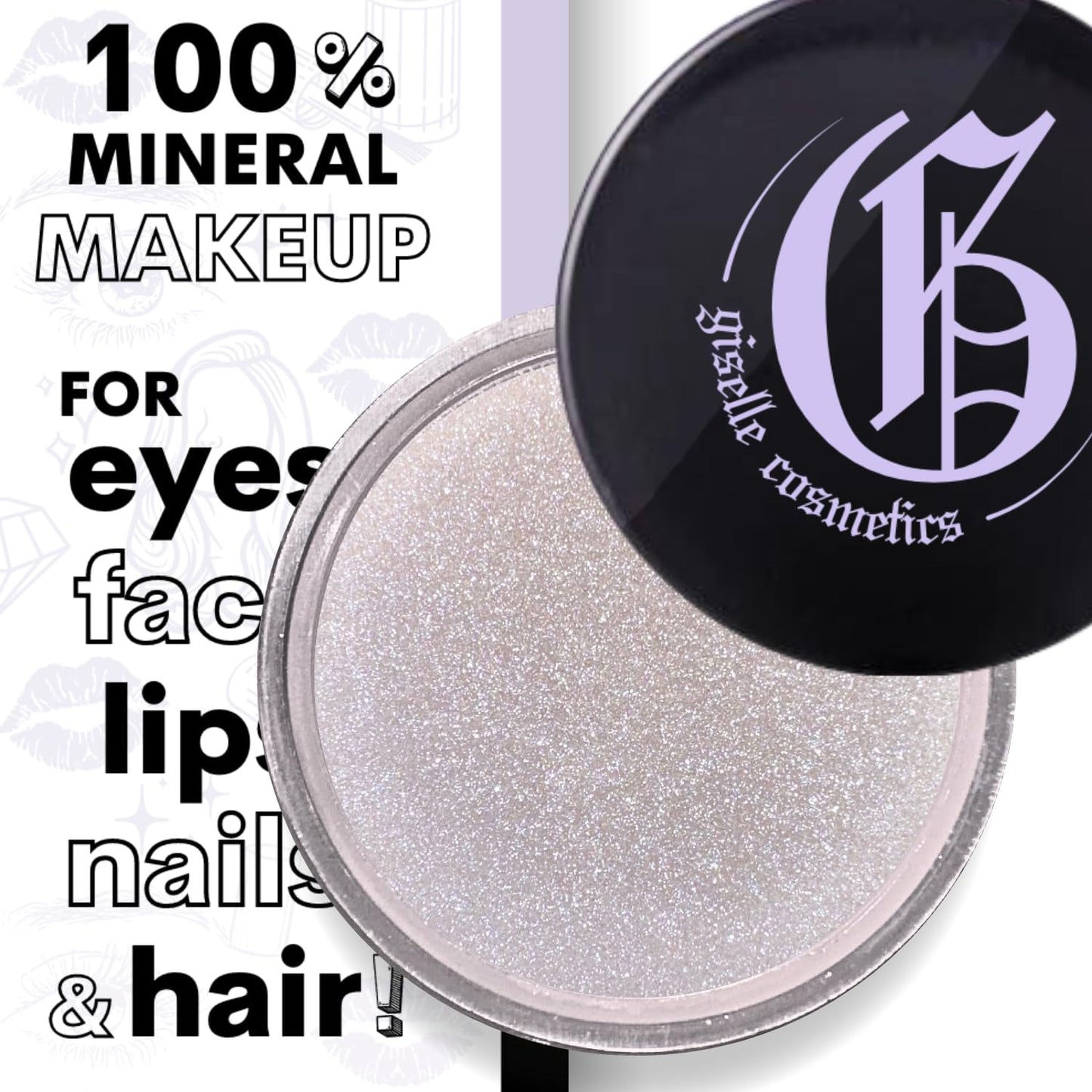 White Sapphire Loose Mineral Eyeshadow - Organic, Talc-Free, Sparkly Eyeshadow Palette, Iridescent Shimmer, Cream & Metallic Options, Pink Glitter, Make Up Eye Shadow