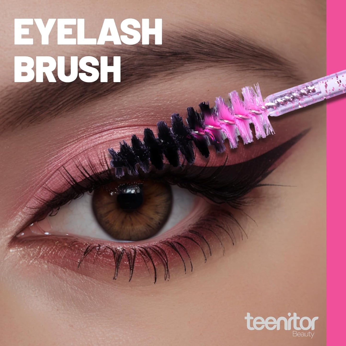 Teenitor 200pcs Mascara Wands and Lip Applicators Disposable, 100pcs Disposable Mascara Wands, 100pcs Lip Applicators Pink