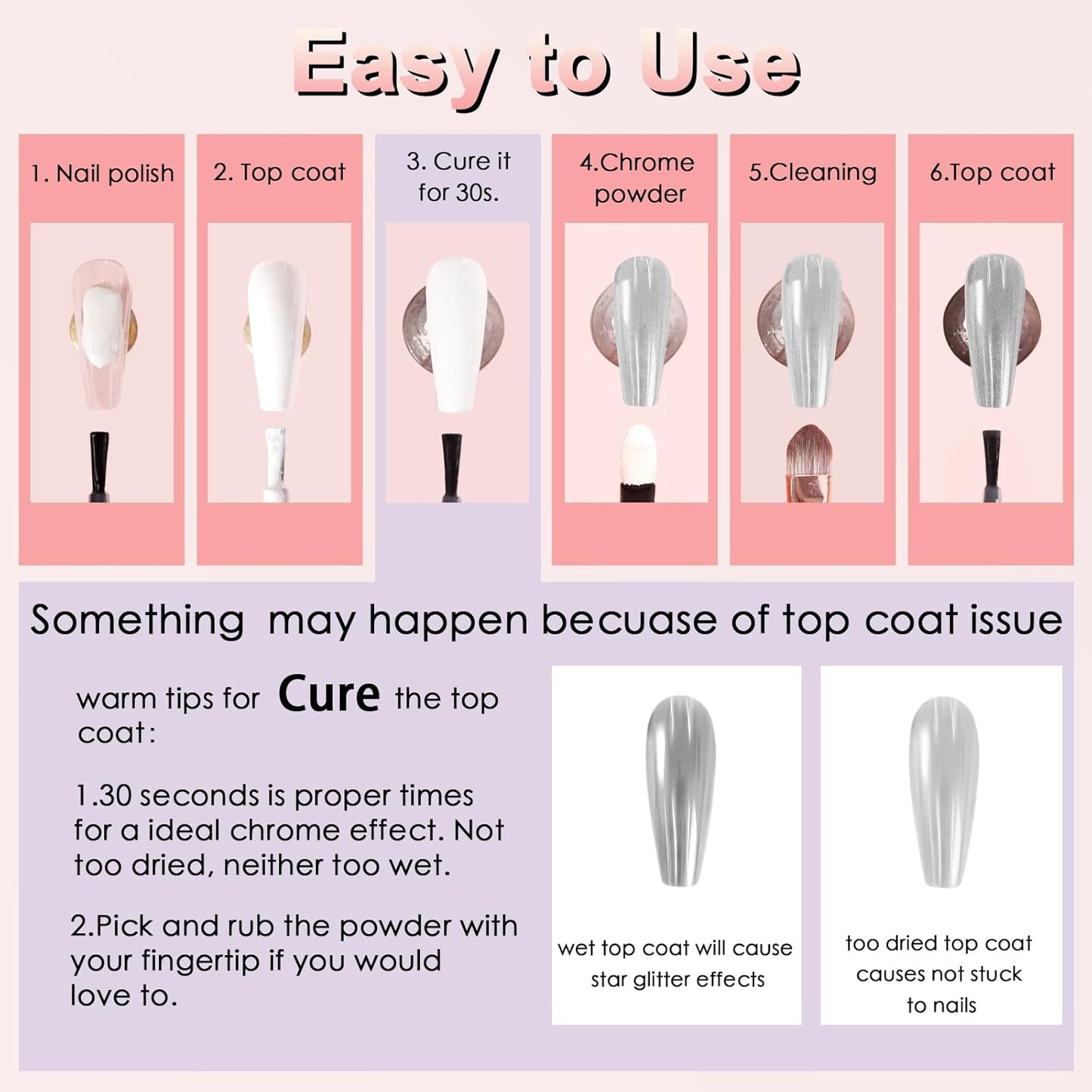 Allstarry Chrome Nail Powder 2pcs Black Silver Metallic Mirror Effect Dust Glitter Glazed Manicure Decoration Reflective Pigment for Gel Polish Nail Art Decoration- Milky Trajectory