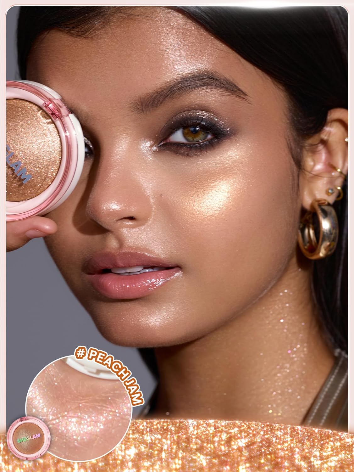 SHEGLAM Glowchi Bouncy Highlighter Mochi-like Formula Highlighter Long-lasting Shimmer Makeup-Peach Jam