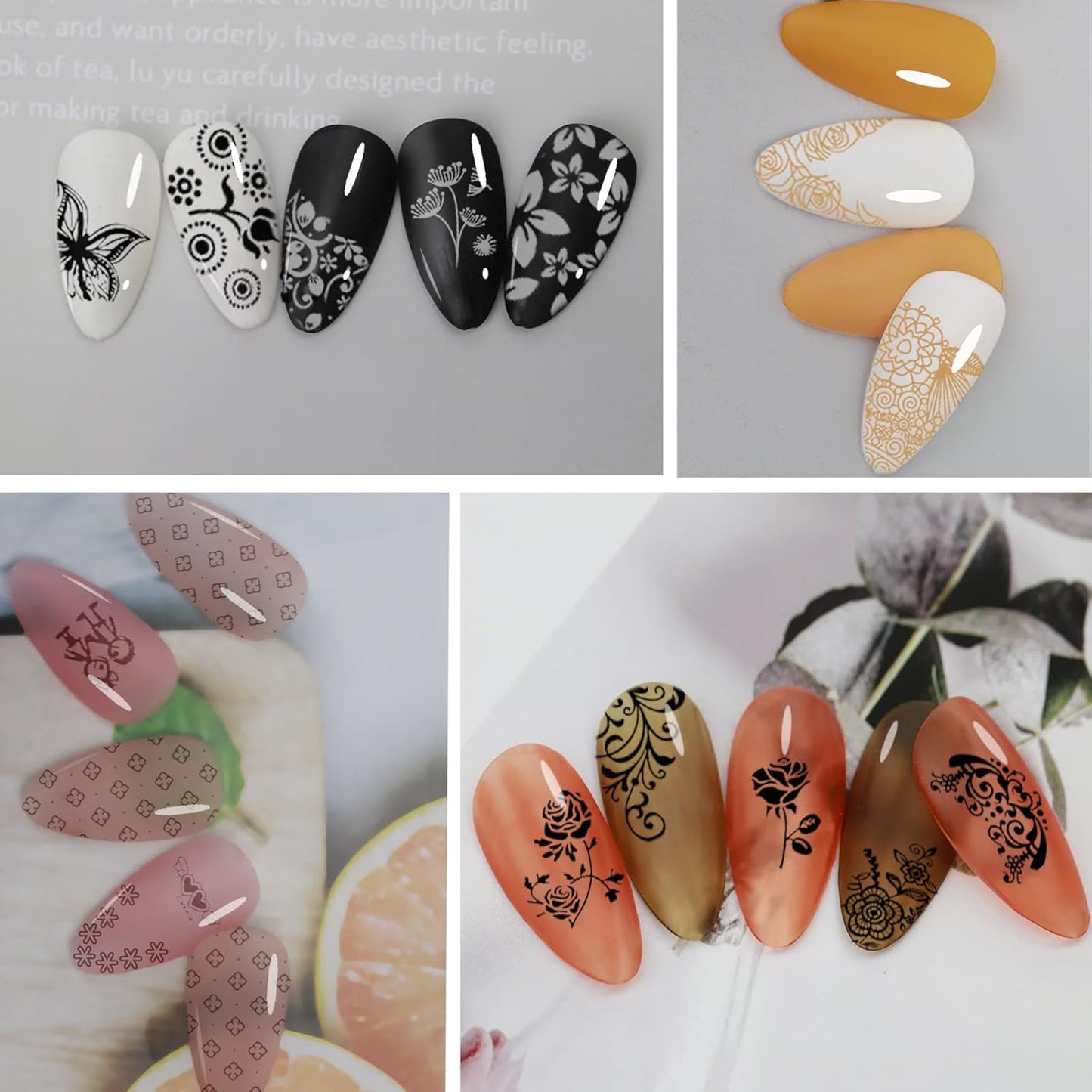 Biutee Nail Stamping Plates Set 12pcs Nail Plates 1stamper 1scraper 1storage bag Nail plate Template Image Plate Stencil Nails Tool (C)