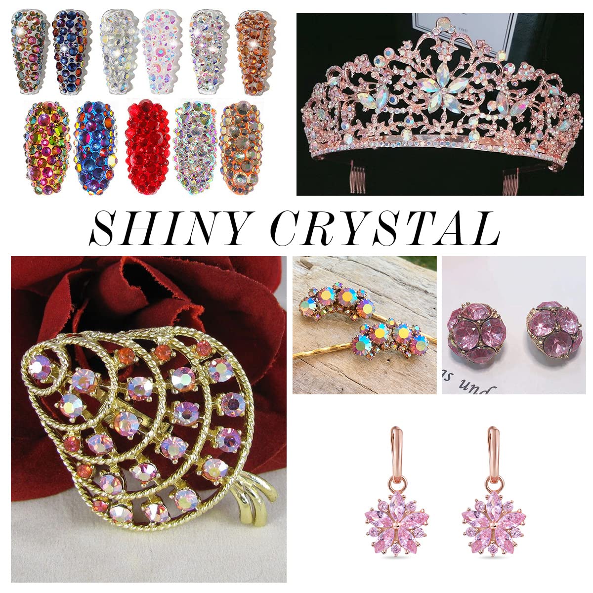 1440Pcs Pink AB Crystal Rhinestones,Glass Flatback Rhinestones Gemstones Small for Nail Face Makeup Art Crafts Clothes Decoration -(SS10,2.8mm,Pink AB)