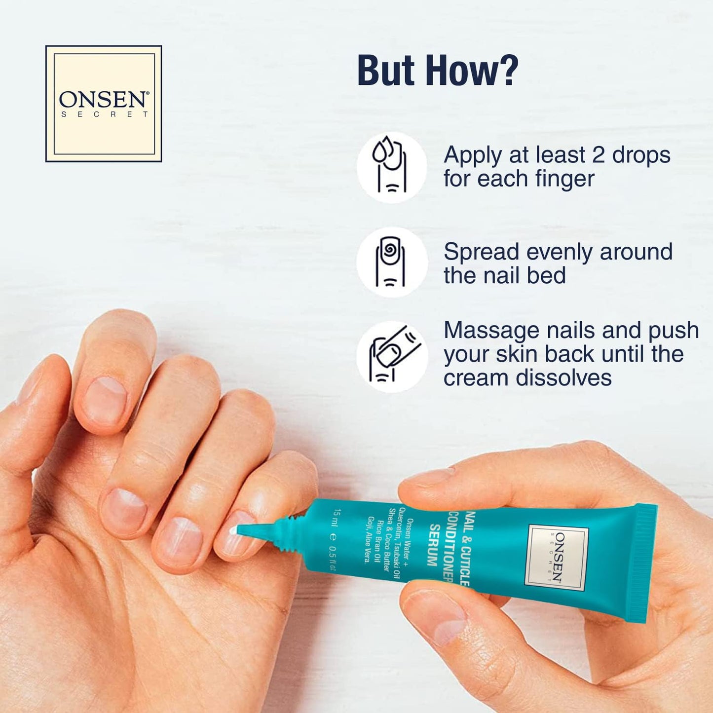Onsen Nail & Cuticle Cream Treatment w/Japanese Tsubaki, Jojoba & Lavender Oil, Shea Butter - Strengthens Nails, Softens Cuticles - Daily Repair Care (1 Count/15 ml)
