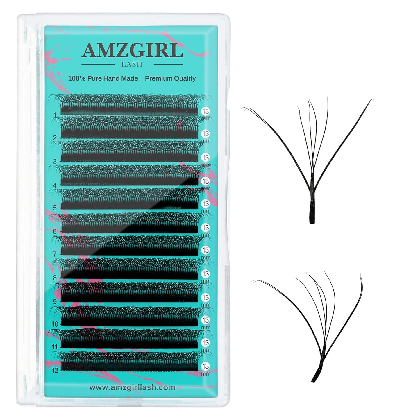 Classic Lash Extensions Cashmere Volume Lash Extensions C Curl 8DW Premade Eyelashes Mixed and Single Tray,Soft and Dense Rapid Blooming Lashes,Eyelash Extensions for Professional Use(13mm)