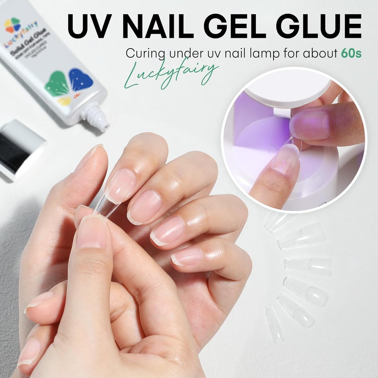 40ml Super Strong Nail Glue Soft Solid Gel Nail Glue for Press Ons Acrylic Nails, Mess Free, Lamp Curing Needed, Durable & Long-Lasting