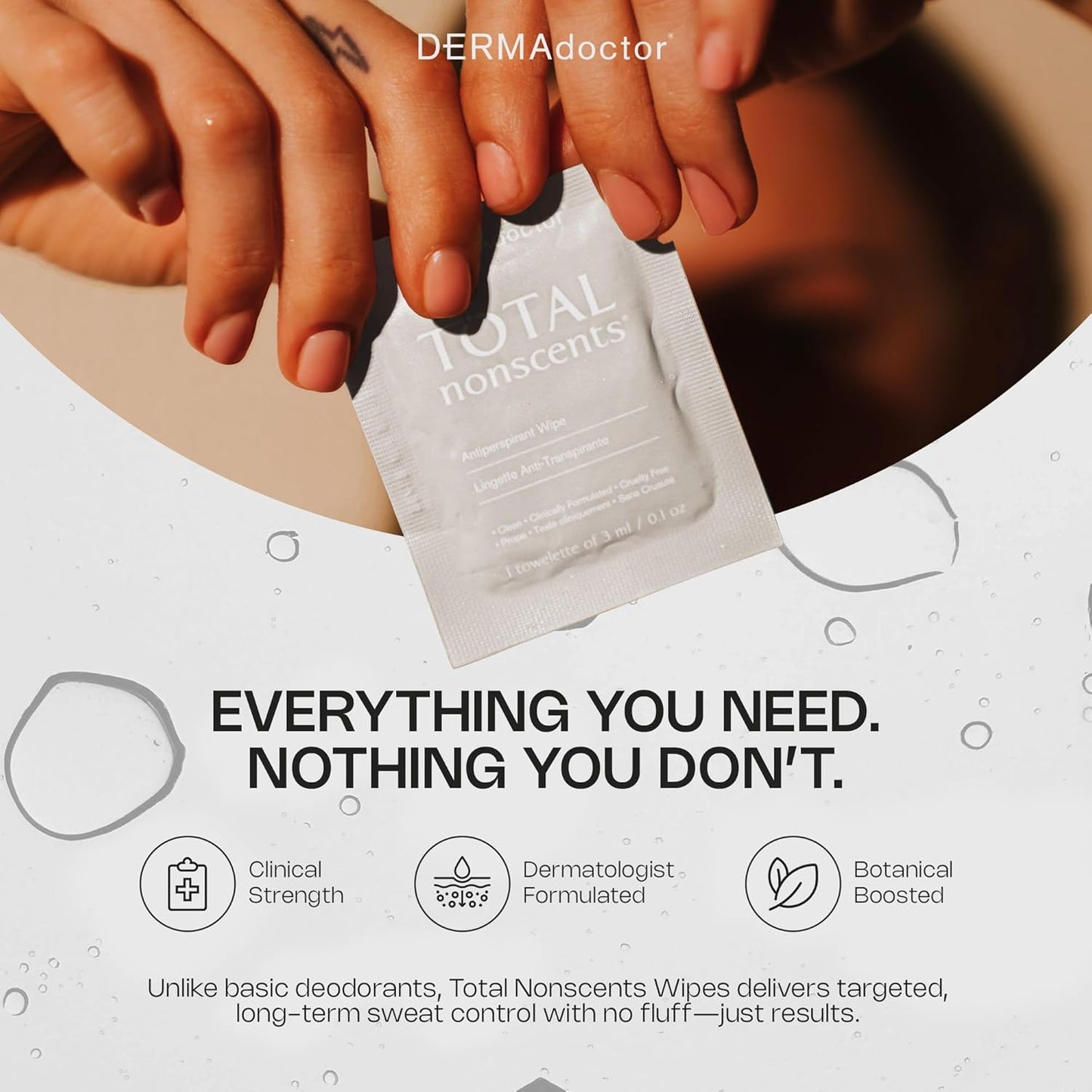 DERMAdoctor Antiperspirant Wipes - Refreshing Deodorant Wipes, Dermatologist Formulated Hyperhidrosis Treatment for Body Hands Feet | Anti Sweat Wipe, Foot Deodorant, Individually Wrapped - 10 Count