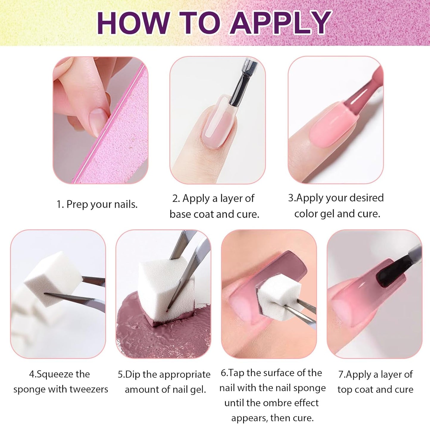 Gradient Painting Gel, 9 Colors Ombre Gel Nail Polish for 3D Nail Sculpting Gel Painting Effect Pigment Pat Nails Aura Nails, French Manicure Long Lasting Home Salon Nail Art Easter Egg