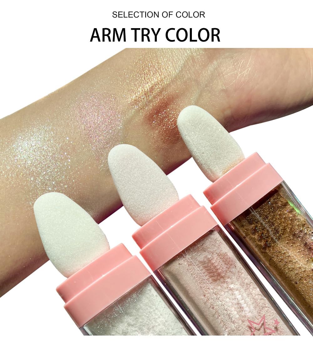 Gold Glitter Powder, Neon Outfit Party Body Sparkling Highlighter Makeup (05#Gold)