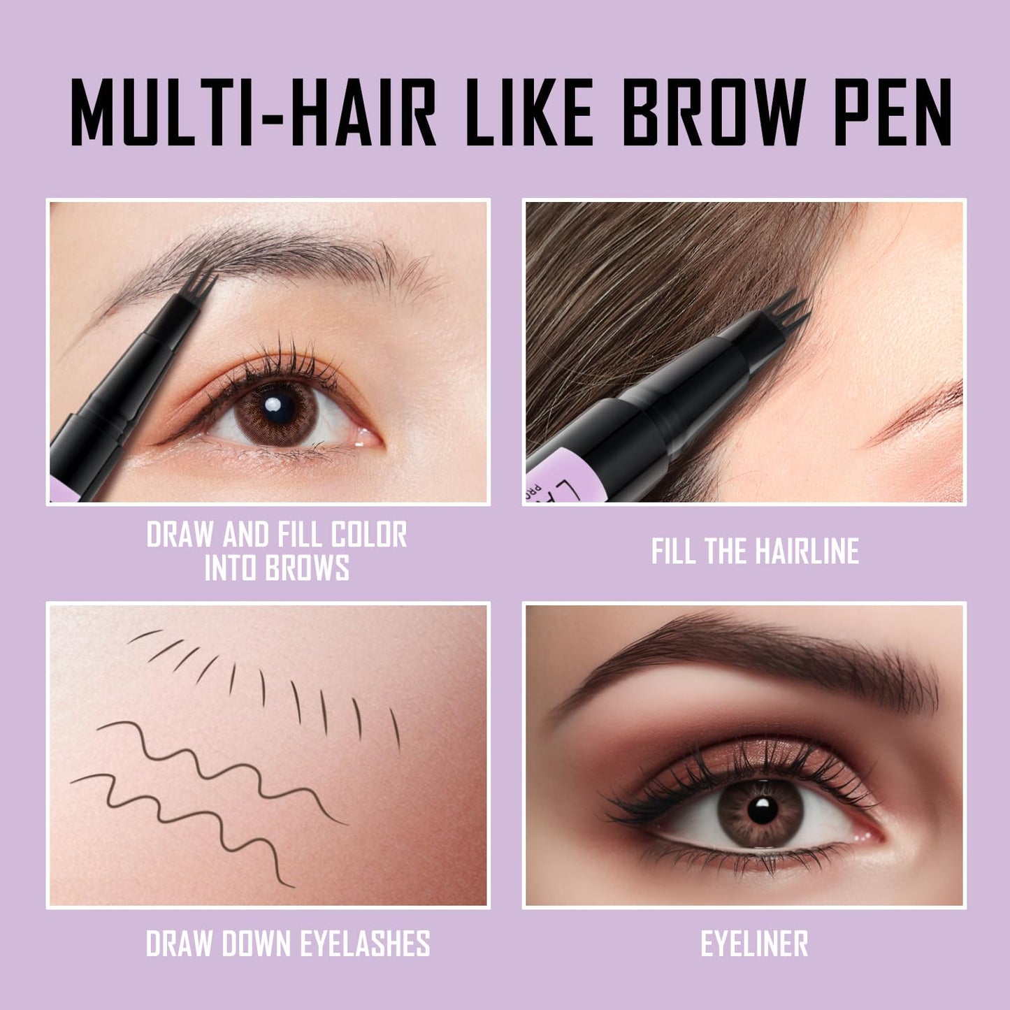 LAVONE Eyebrow Pencil, 2-In-1 Waterproof Eyebrow Pen, with 3 Tip Microblading Eyebrow Pen and Ultra-Precise Brow Pencil, Dual-ended Eyebrow Brush, for Eyebrow Makeup - Ash Brown
