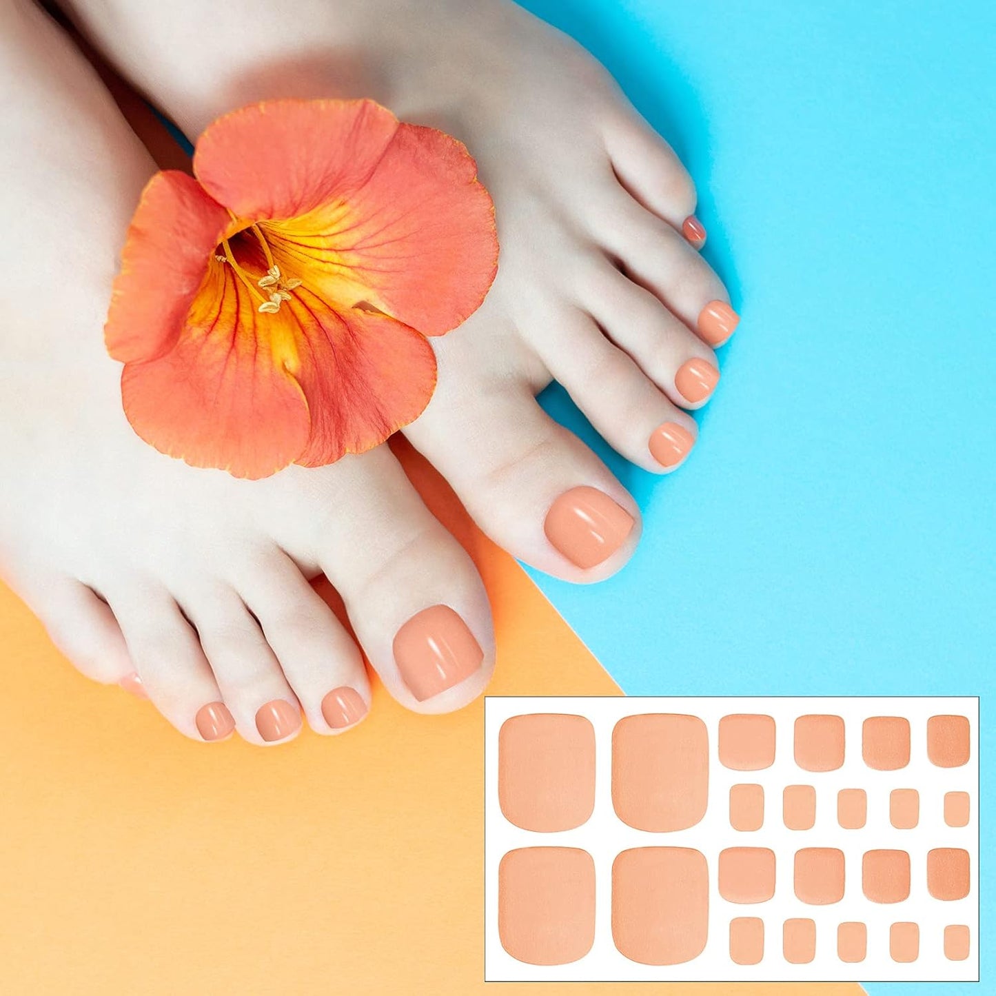 Maitys 352 Pieces 16 Sheets Toenail Polish Stickers Strips Adhesive Toe Nail Wraps Full Wraps Polish Strips DIY Manicure Decal with 2 Pieces Nail Files(Shiny Color)