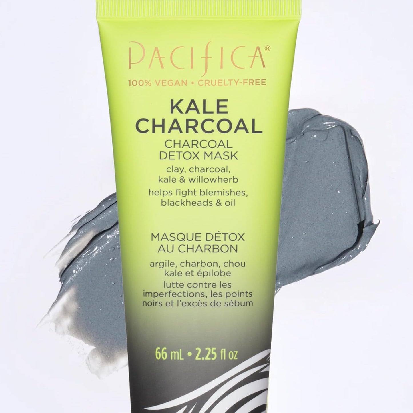 Pacifica Kale Charcoal Ultimate Detox Face Mask, Deep Pore Cleansing Clay Mask for Acne, Blackhead Removal, Blemish Control, Vegan, Purifying & Oil Control Vegan Facial Mask, 2.25 Fl Oz