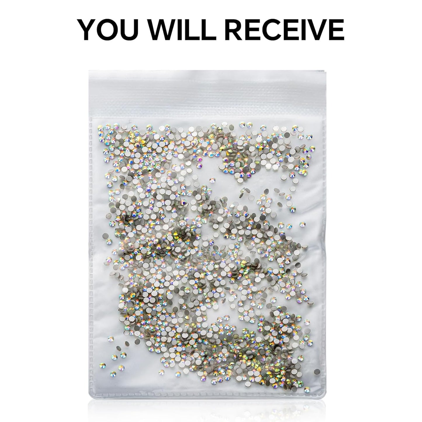 3000Pcs Crystal Ab Crystal Rhinestones,Glass Flatback Rhinestones Mini Gemstones for Nail Face Makeup Art Crafts Clothes Decoration -(SS8,2.4mm,Crystal Ab)