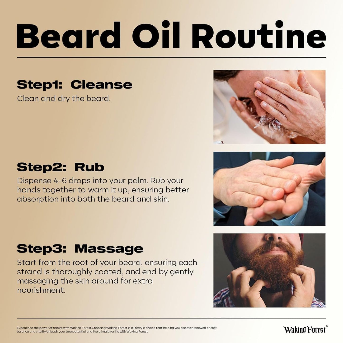 Waking Forest Beard Oil - Biotin Beard Oil for Men Thicker Beard with Vitamin E, Rosemary, Castor Mustache Oil for Black Men, Softens & Strengthens Beard Care Oil (Cedar 2oz)