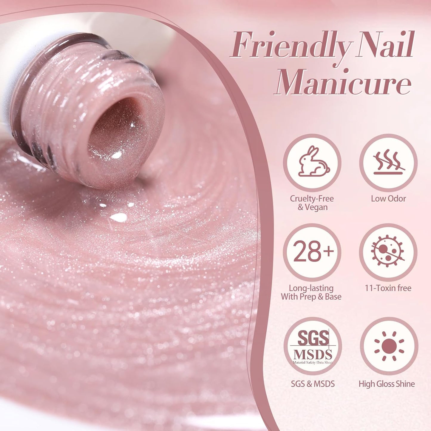 Born Pretty Pink Cat Magnetic Eye Gel Nail Polish, Translucent Milky Pink Cat Magnetic Gel, Jelly Glitter Off Nail Art Salon Manicure Home Gift 15ml