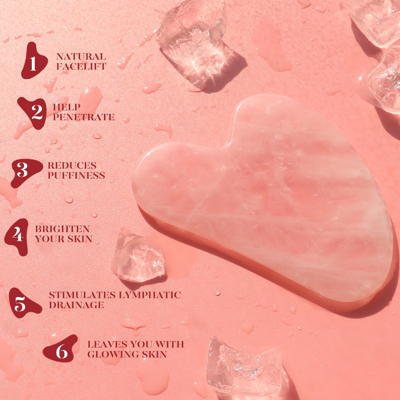 BAIMEI Jade Roller & Gua Sha, Face Roller, Facial Beauty Roller Skin Care Tools, Self Care Gift for Men Women, Massager for Face, Eyes, Neck, Relieve Fine Lines and Wrinkles - Rose Quartz