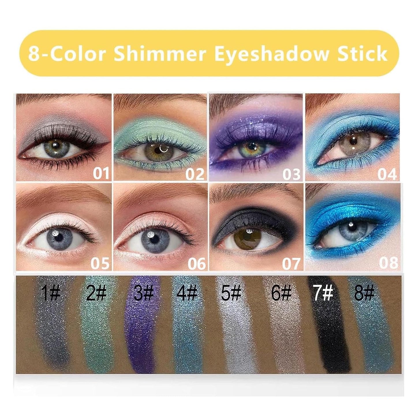 Green Eyeshadow Stick, Highlighter Eye Liner,Eye Brightener Stick, Shimmer Creamy eyeshadow, Waterproof Eyeshadow Pencil Long Lasting Eye Shadow Makeup. #2 green shimmer