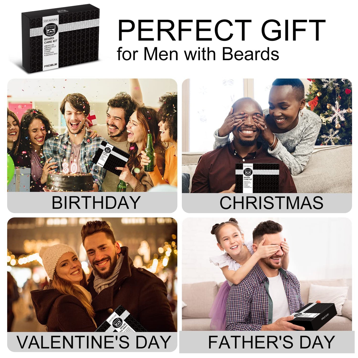 MALE GOD Beard Kit w/Natural Ingredients, Suitable for All Skin, Birthday Gifts | Anniversary | Christmas Gifts | Mens Stocking Stuffers | Gifts for Men, Him, Husband, Boyfriend, Dad, Friends