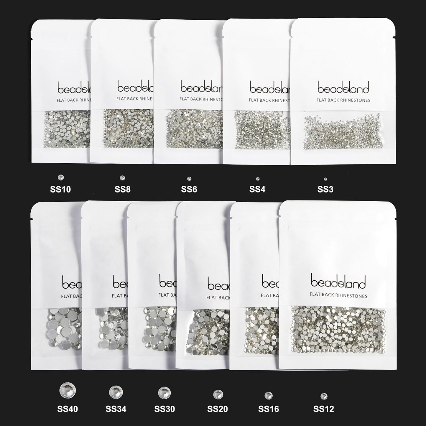 beadsland 1440pcs Flat Back Crystal Rhinestones Round Gems for Nail Art and Craft Glue Fix,Rose(SS10(2.7-2.8mm))