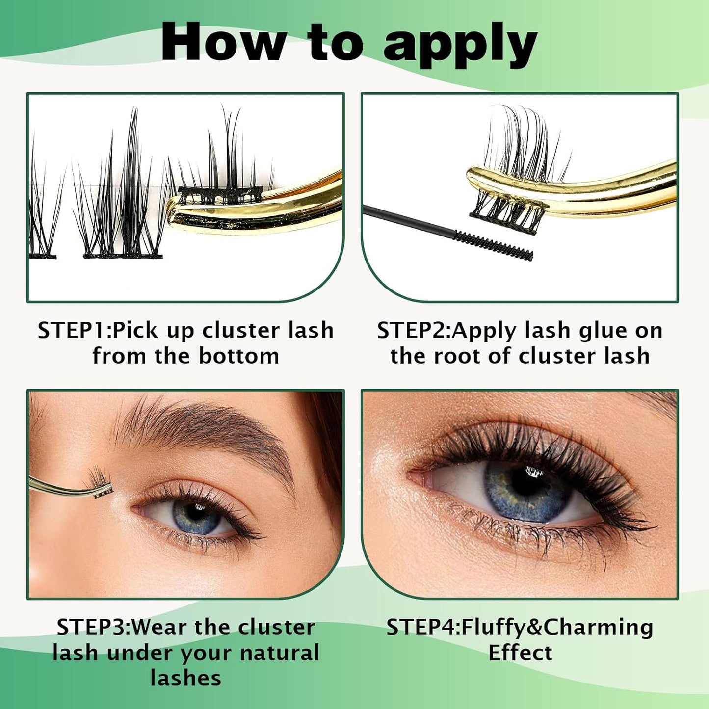 Lash Clusters 96pcs Individual Lashes D Curl 14mm Eyelash Clusters KEYYOU Volume Wispy Lash Extension Soft&Comfortable Easy DIY at Home(Y15,D-14mm)