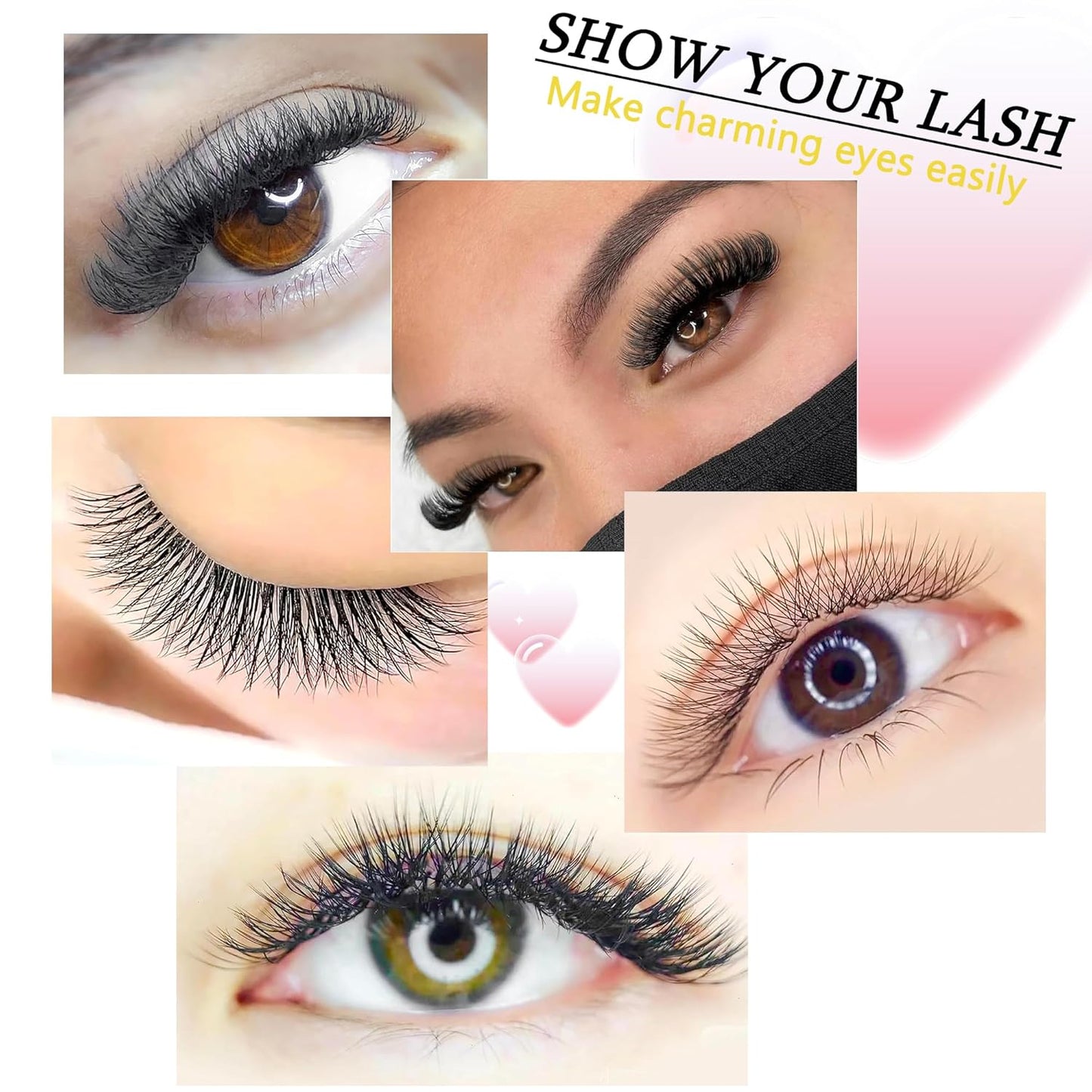 W Lash Extensions Supplies 8D Eyelash Extensions W Shape 0.07mm Thickness D Curl 11mm Premade Fans Easy Fan Lashes Volume Matte Black 12 Rows Crisscross Eye Lashes(W-8D-0.07-D,11mm)