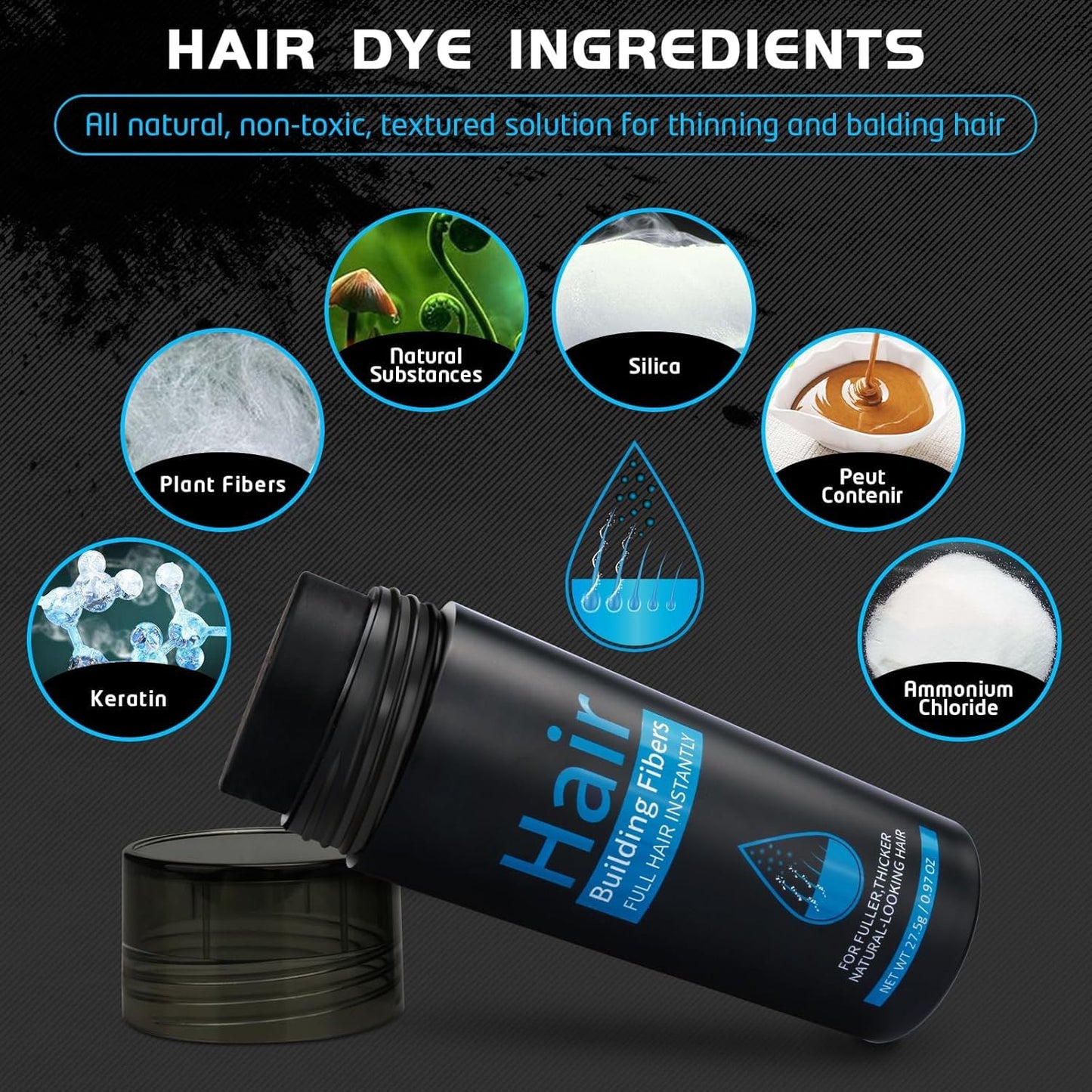 Aliver Hair Fibers for Thinning Hair - Light Brown - 27.5Gr,Undetectable Natural Formula, Thicker Fuller Hair in 15 Seconds, Conceals Hair Loss, Look Younger, for Men & Women Patchy Bald Spot,Crown