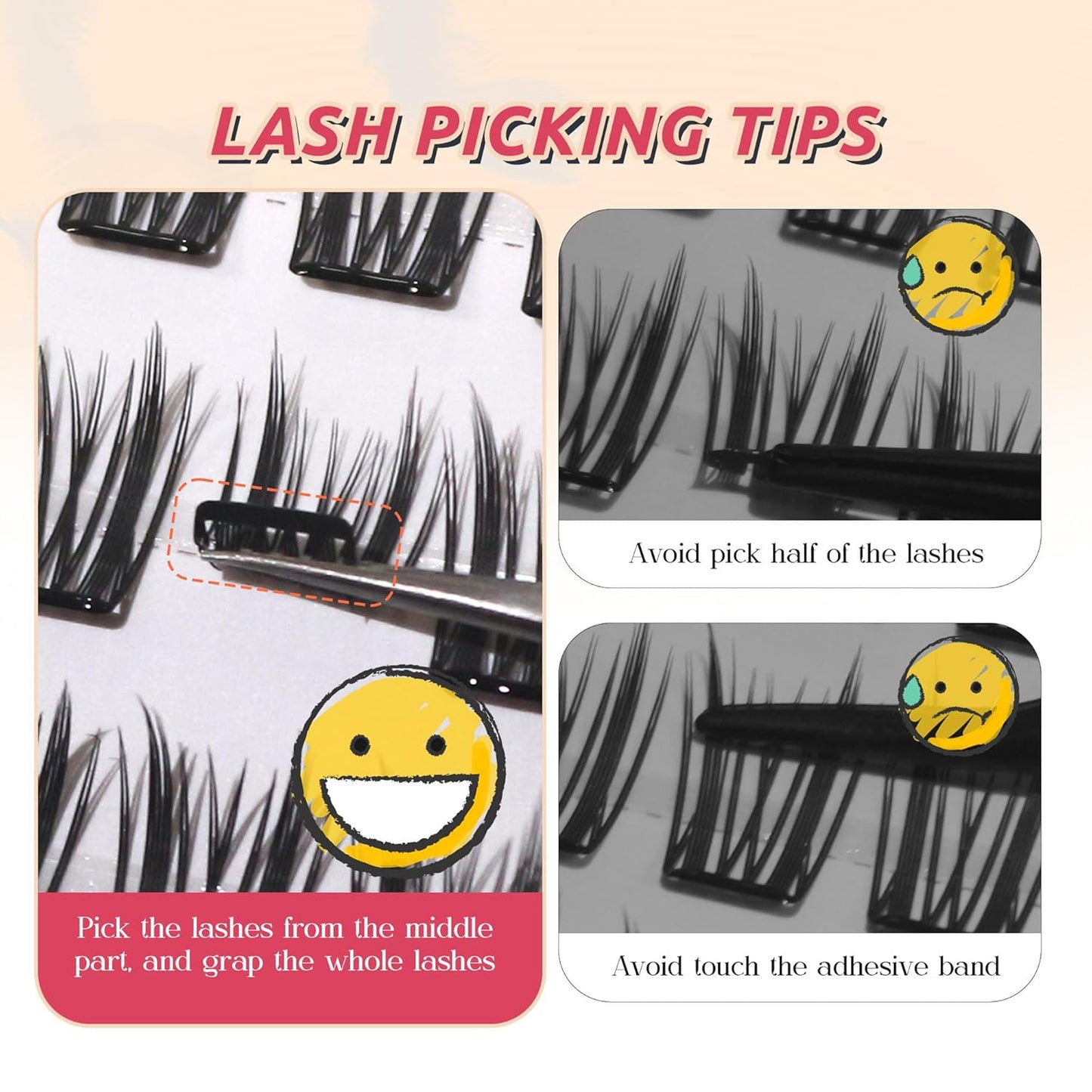 GAQQI Self Adhesive Lash Clusters, Pre Glued Eyelashes 10-14mm Wispy Cluster Lashes, Press On No Glue False Eyelashes, Strong Adhesive & Reusable Glueless(PG4)
