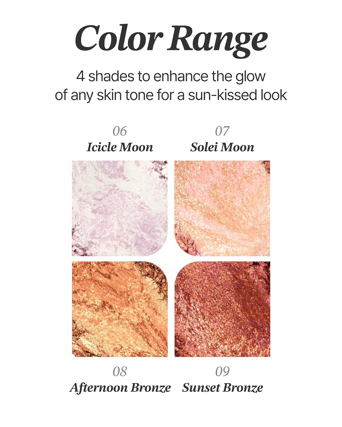 Glint Marble Highlighter (Icicle Moon, 0.08oz) - Korean Makeup. Inspired Baked for Smooth, Radiant Glow, Long-Lasting Wear. Enriched with Micro Pearl Particles