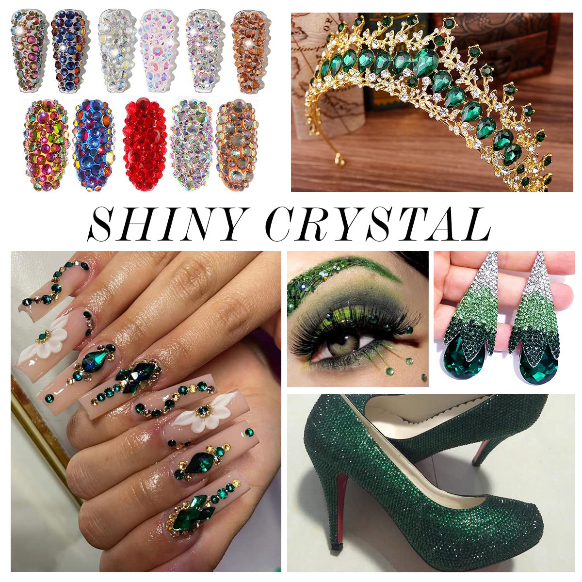 1440Pcs Dark Green Crystal Rhinestones,Glass Flatback Rhinestones Gemstones Mini for Nail Face Makeup Art Crafts Clothes Decoration -(SS10,2.8mm,Dark Green)