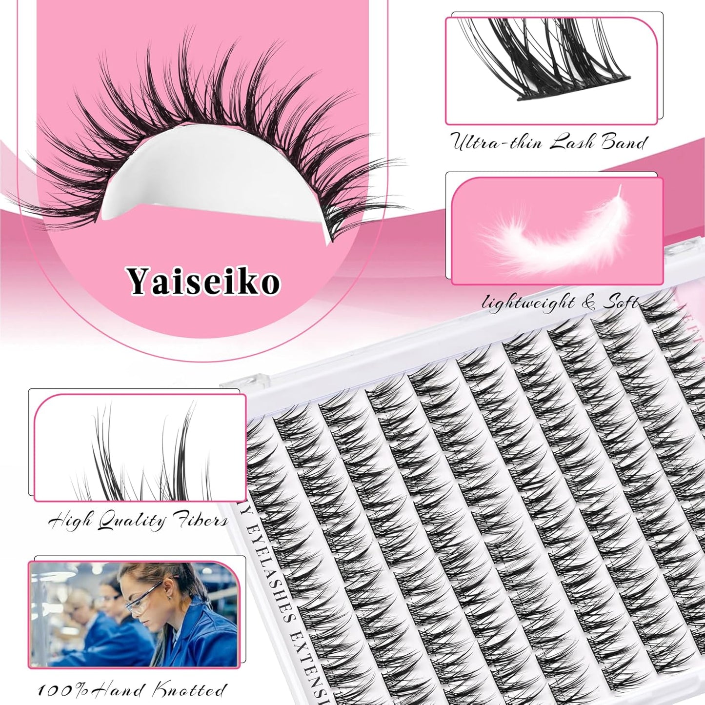 Wispy Lash DIY Natural C Curl Individual Eyelash Extensions 10-12mm Short Manga Clusters 120pcs