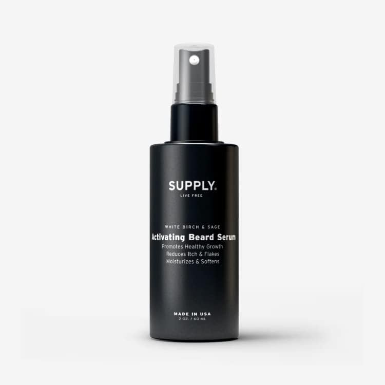 Supply Activating Beard Serum – Plant-Based Ingredients with Biotin & Red Clover Extract to Promote Beard Growth, Revive Follicles & Support a Fuller, Thicker Beard – 2.0oz